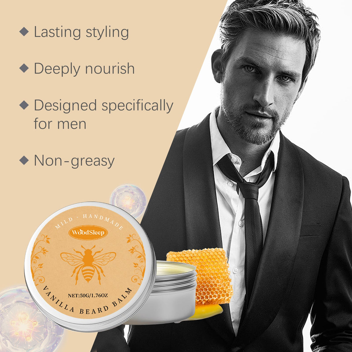 WoodSleep Vanilla Beard Balm — Non-Greasy Hold & Nourishment