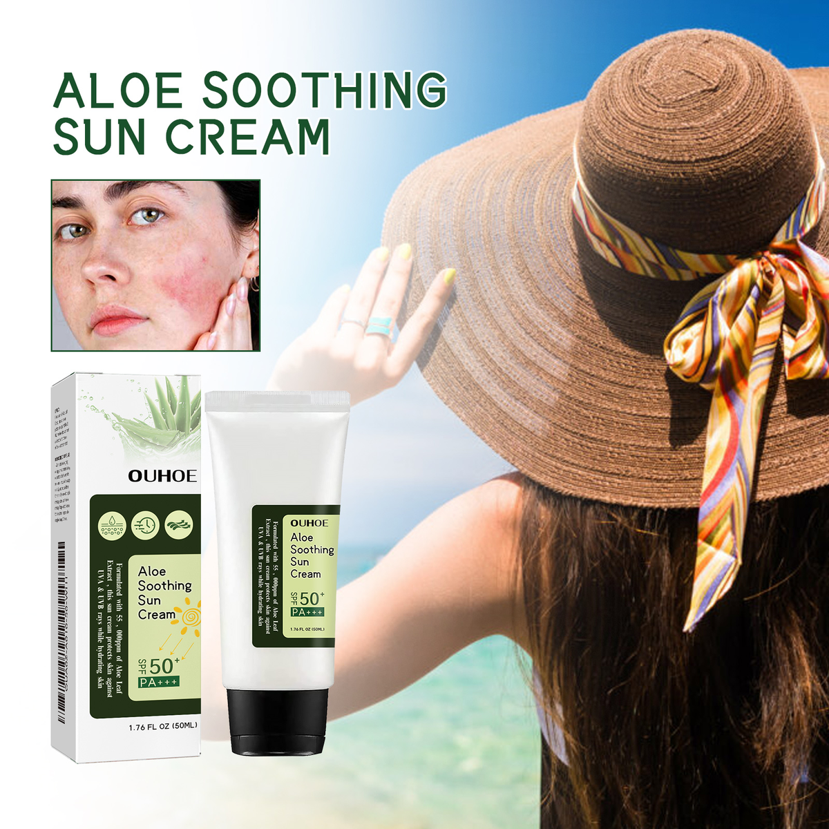 OUHOE Aloe Vera Protective Cream, Hydrating Fresh Isolating