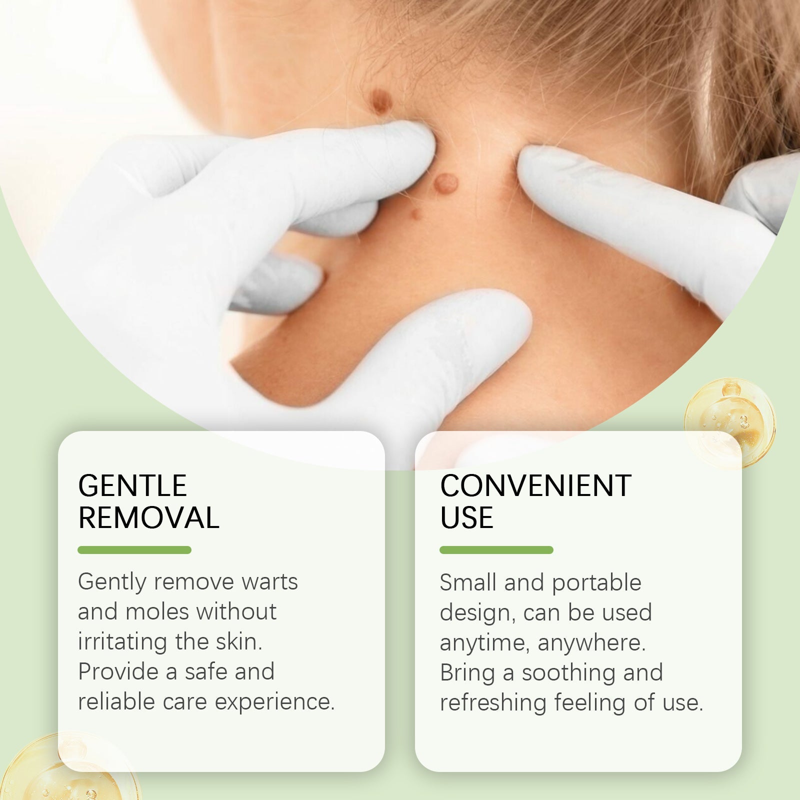 Woman's shoulder and back showing clear, moisturized skin with text emphasizing effective care and skin comfort