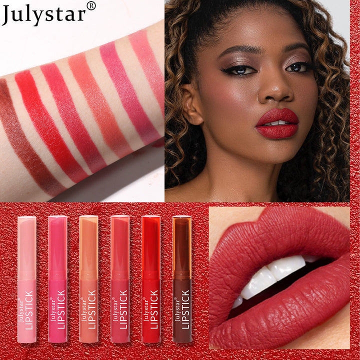 Six-Shade Matte Velvet Lipstick Set, Waterproof Formula