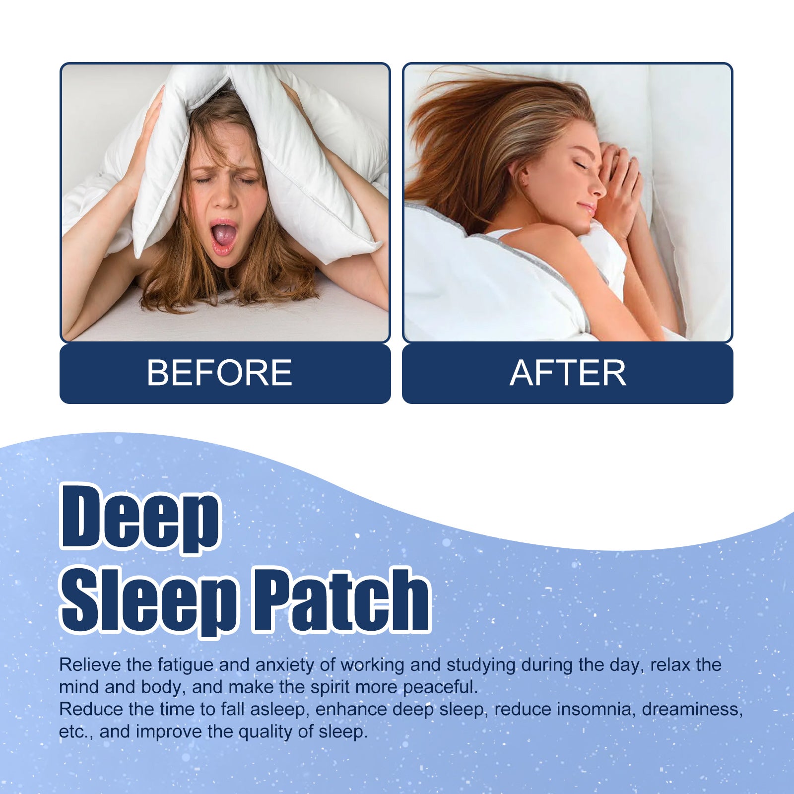 Fast Absorption feature highlight with melatonin enhancement, relax benefits, and all-natural positioning with sleeping woman