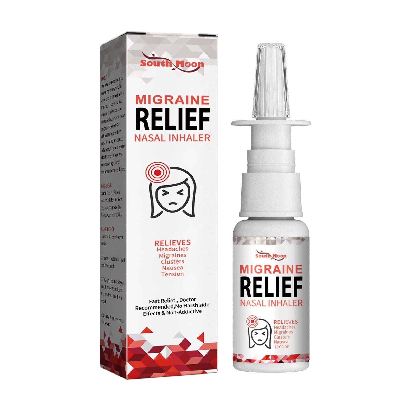 Close-up of spray bottle showing clinical white design with clear reservoir and cone spray cap