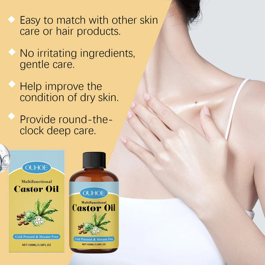 Organic Castor Oil for Hair Growth, Skin & Eyebrows