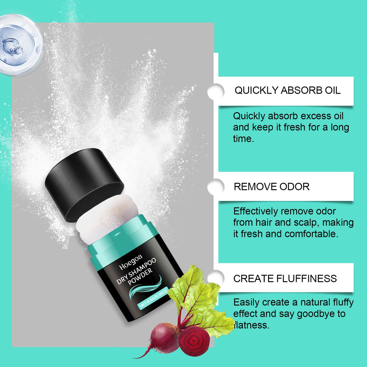Dry Shampoo Powder for Fresh, Fluffy Hair Touch-Ups