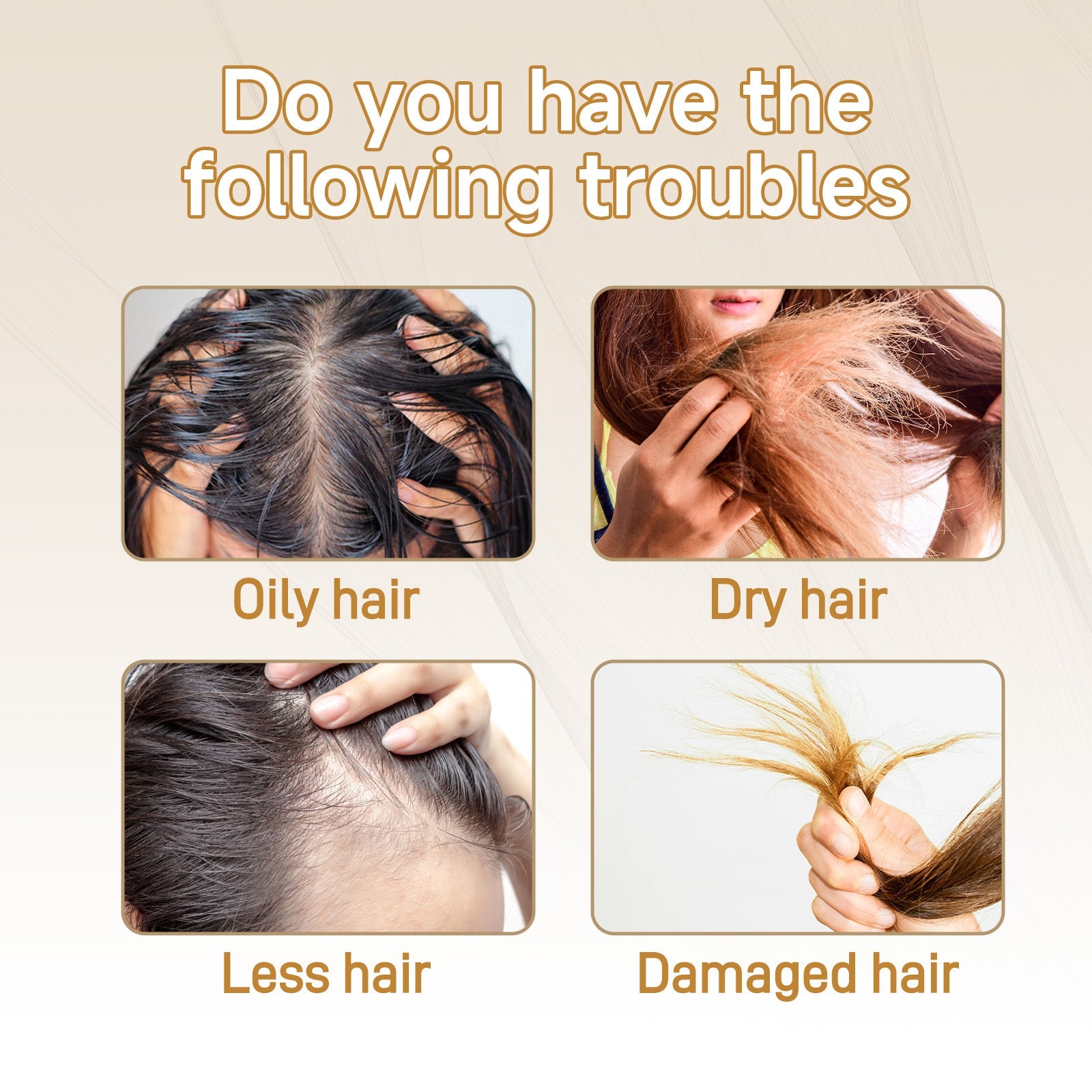 Woman with full, thick, dark hair alongside before/after crown density comparison; headline 'Hair Regrowth Drops'