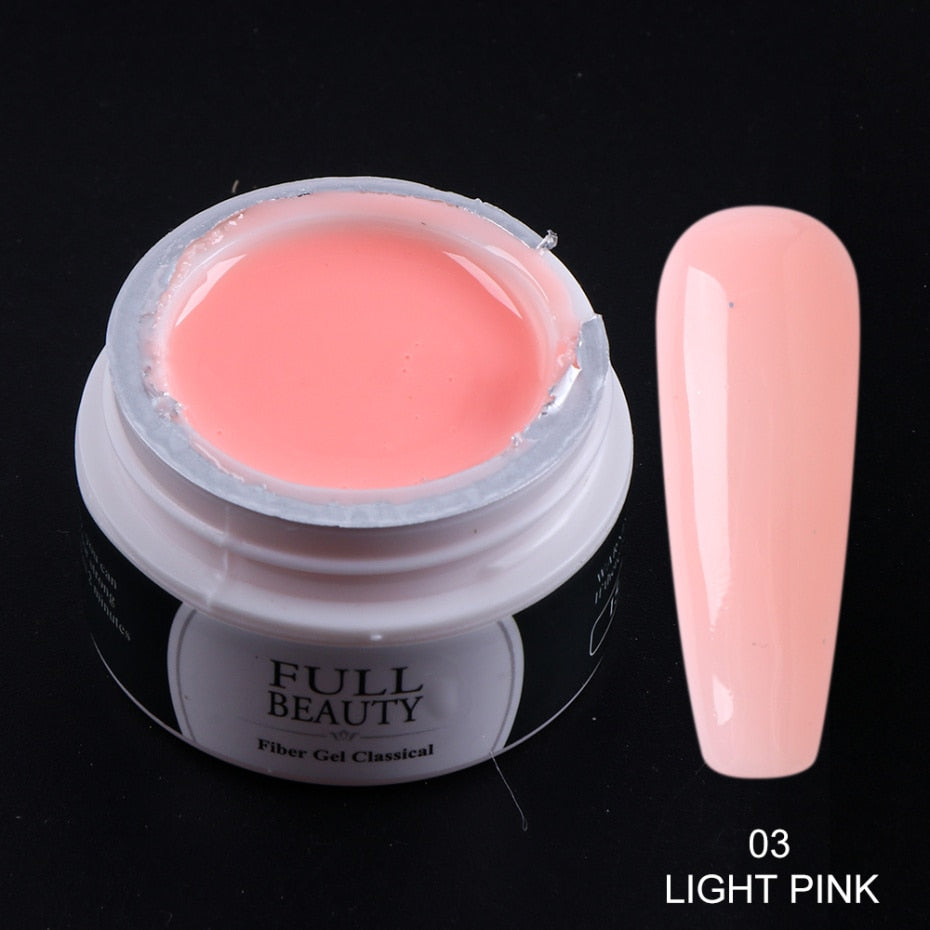 Four shade comparison showing Clear 01, White 02, Light Pink 03, and Nude Pink 04 with dripping consistency and swatches