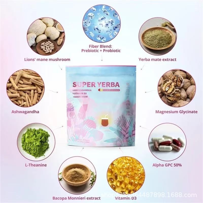 Benefits infographic highlighting gut detox, brain fog reduction, no-crash energy, strength increase, and low sugar content