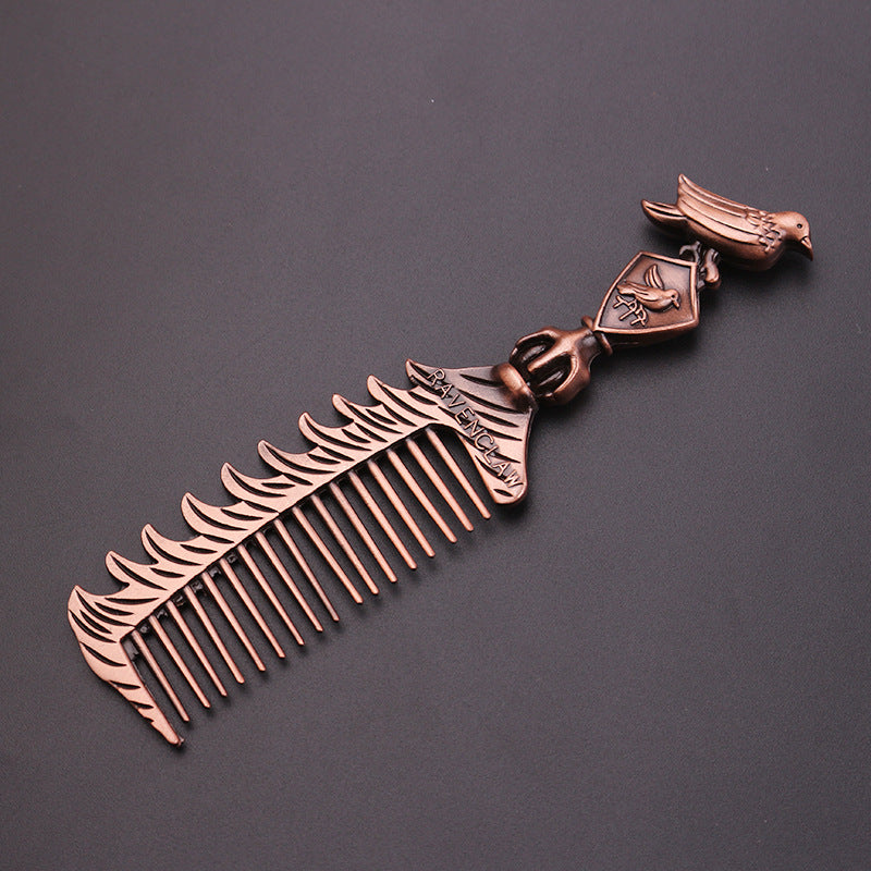Combs displayed on pink luxury packaging with MIIED IYFOX branding and Ravenclaw house imagery with gold flourishes