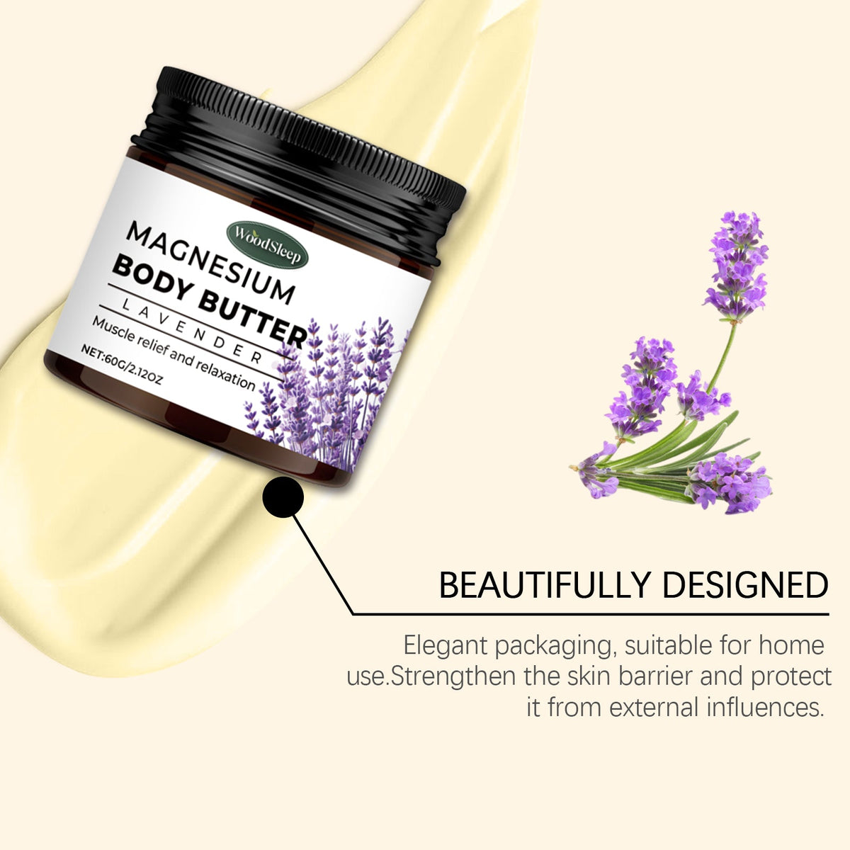 Lavender Magnesium Body Cream for Muscle Relief & Sleep