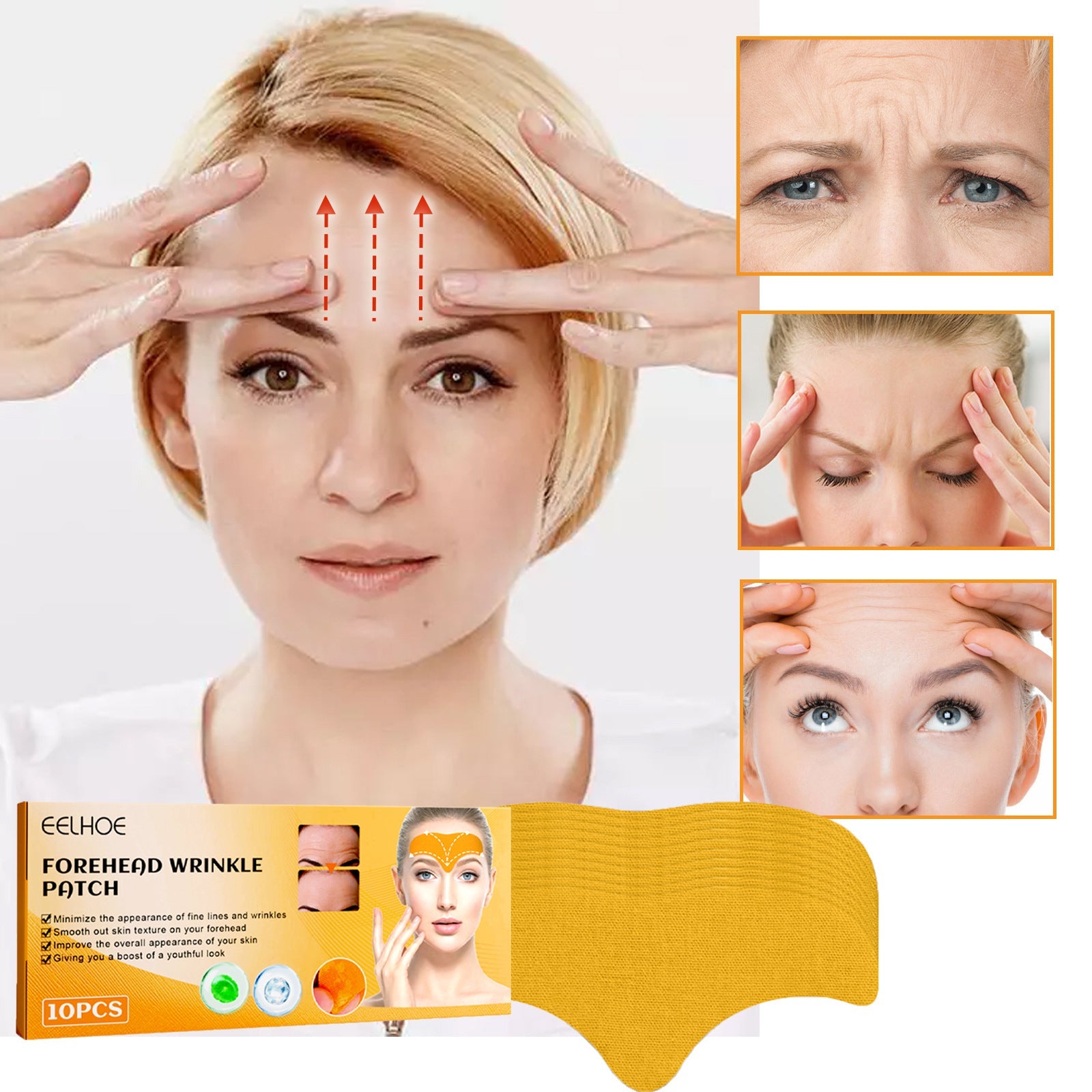 Grid of six diverse faces (men, women, various ages and skin tones) labeled 'Safe for all skin types' plus sleeping woman at bottom