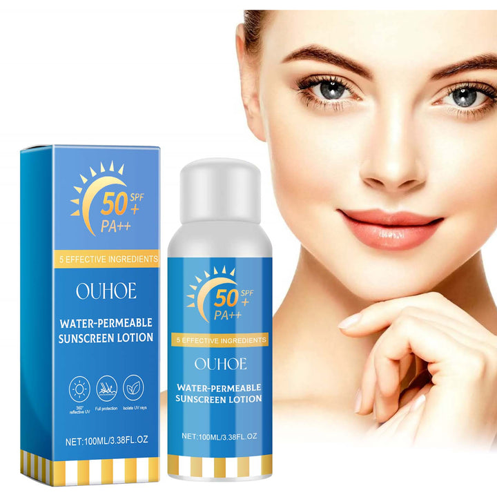 SPF 50+ Water-Permeable Sunscreen Lotion, Non-Sticky Finish