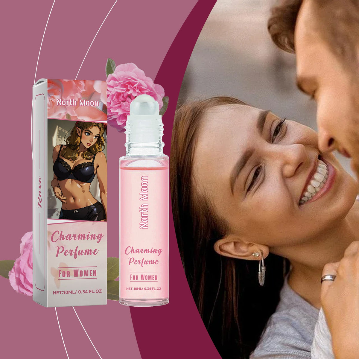 Rose Pheromone Roll-On Perfume for Women, Travel Size