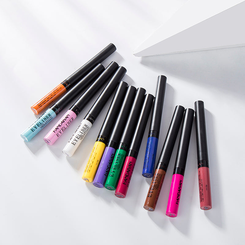 12-Color Liquid Matte Eyeliner Set for Bold Looks