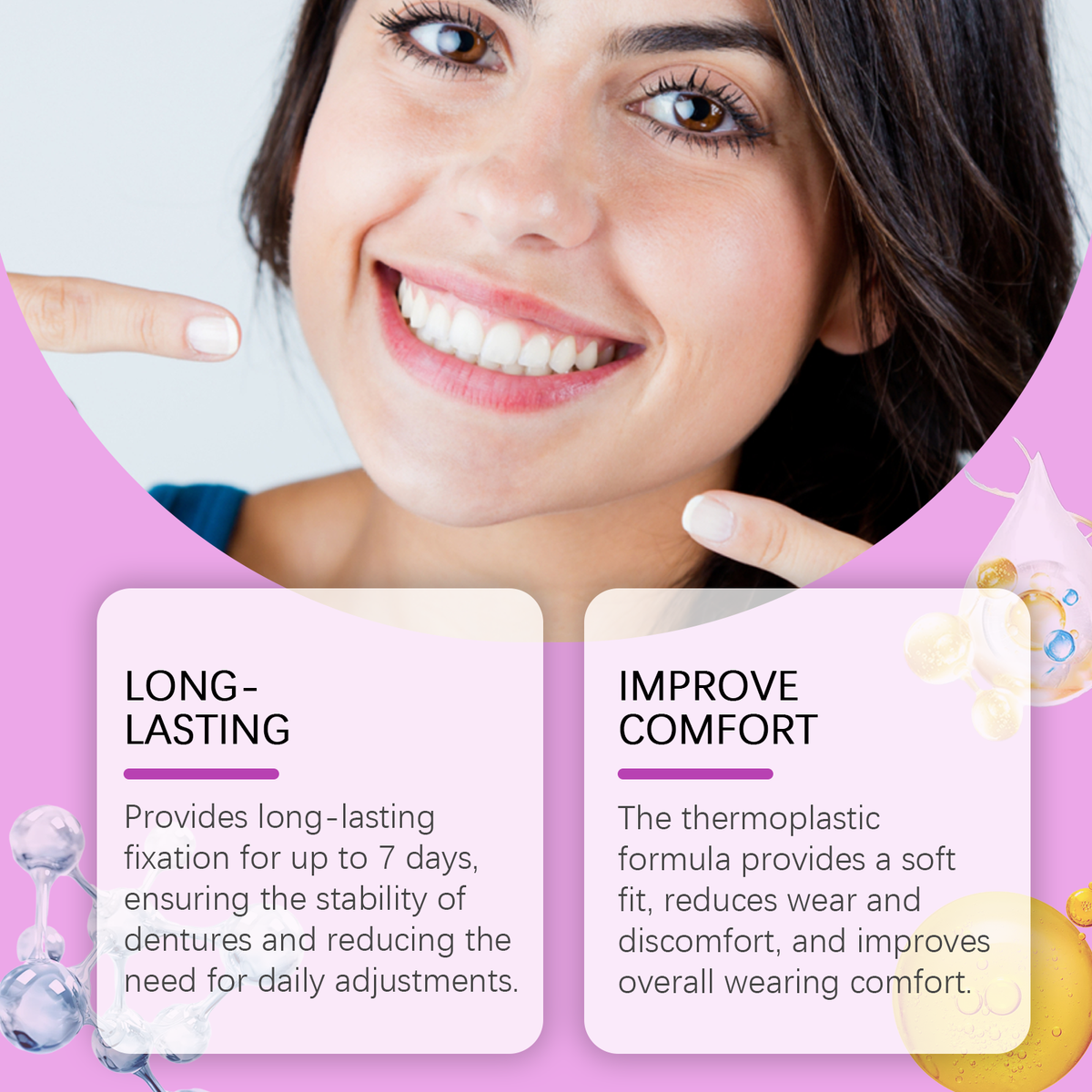 Thermoplastic Denture Adhesive Cushion — Secure 7-Day Hold
