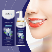 Oralhoe Probiotics Whitening Toothpaste box and pump bottle side-by-side on white background