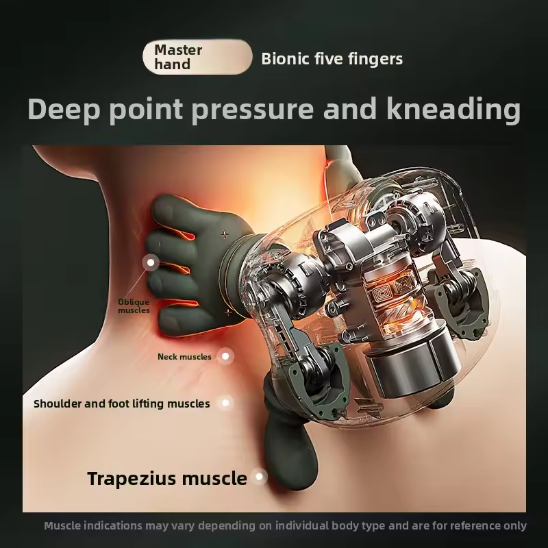 Transparent cutaway revealing internal motor mechanism and Hall sensor technology with muscle activation diagram overlay