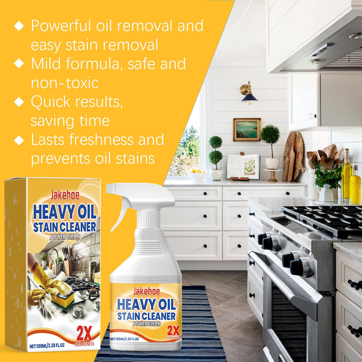 Kitchen Oil Removal Spray — 2X Heavy Grease Cleaner