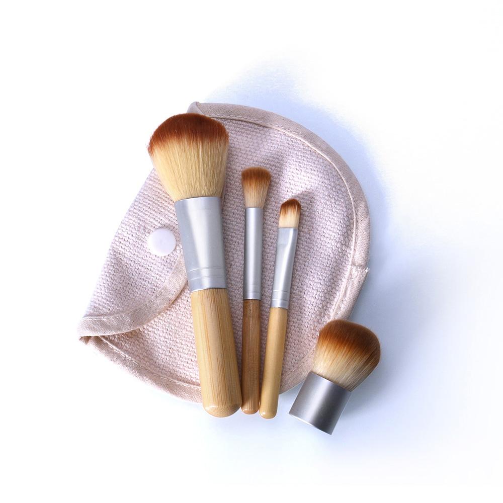 4-Piece Bamboo Makeup Brush Set — Flawless Foundation