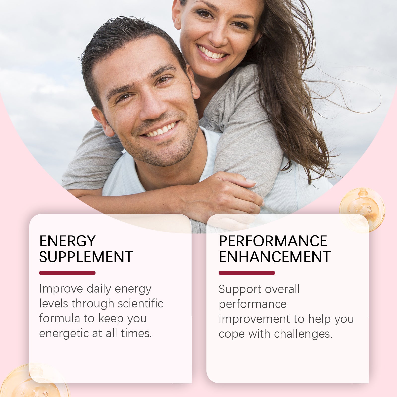 Happy heterosexual couple smiling and embracing with South Moon Energy Patches packaging and patch display visible