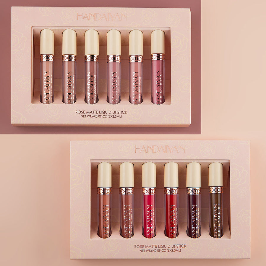 6-Shade Rose Matte Liquid Lipstick Set for Every Look