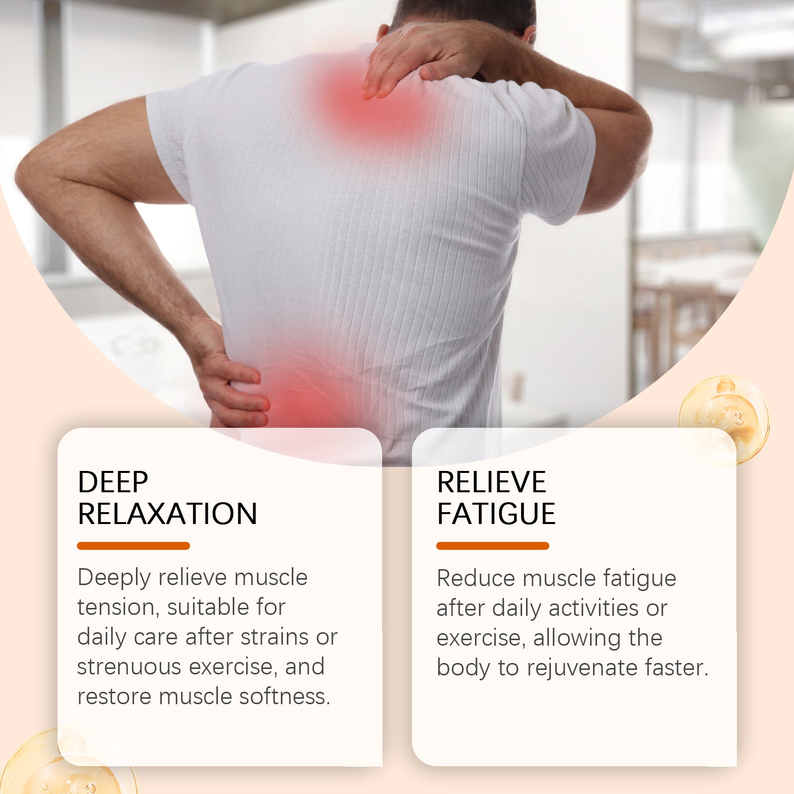 Split-screen before/after showing woman with severe shoulder pain (red/inflamed) versus pain-free active posture