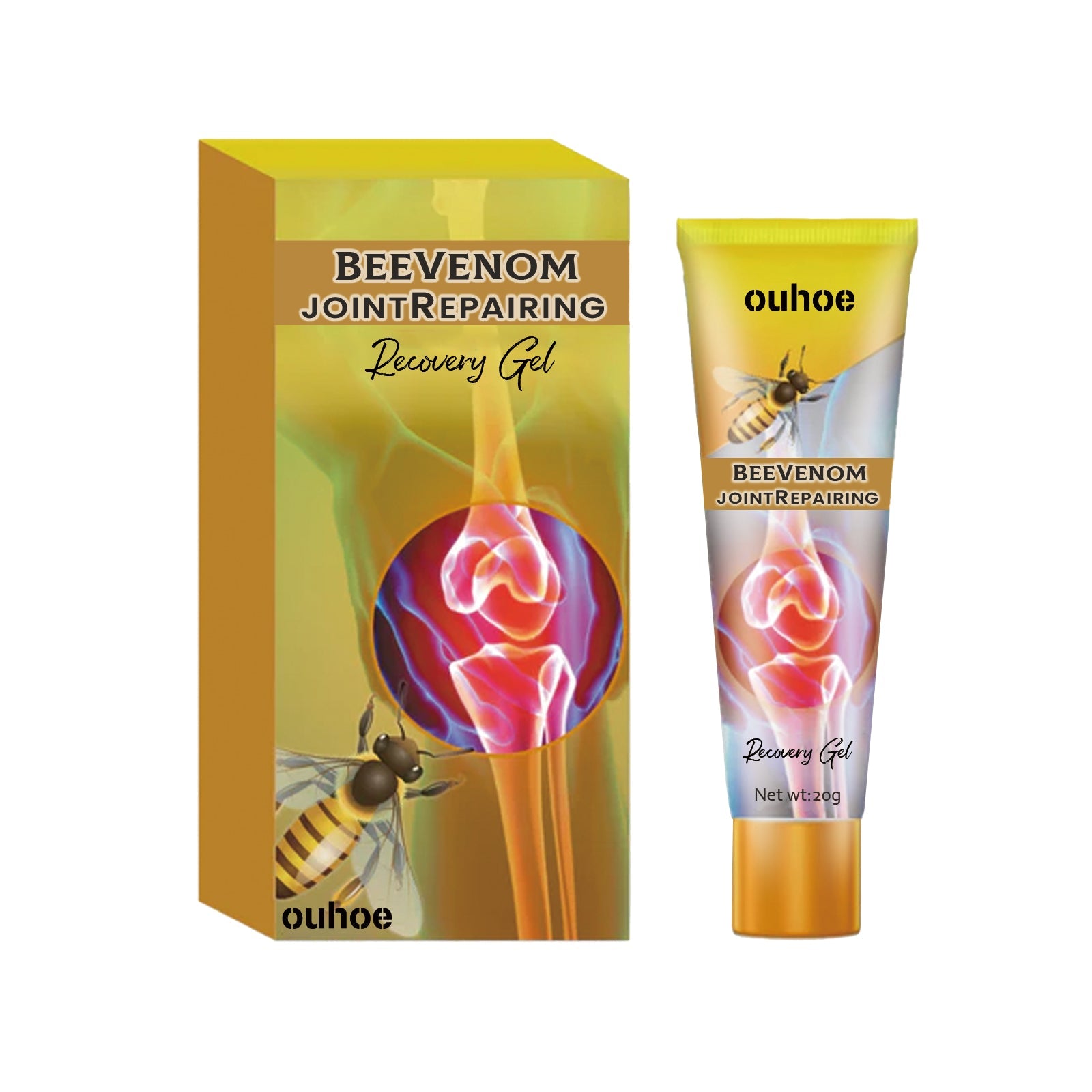 Clean product shot showing box and tube against white background with botanical bee and flower imagery