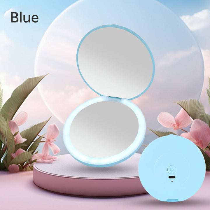 Mini LED Makeup Mirror — Dual Illuminated Surfaces for Travel
