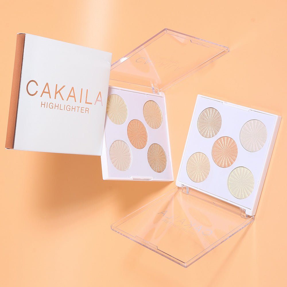 5-Color Highlighter Palette for Face and Body Glow
