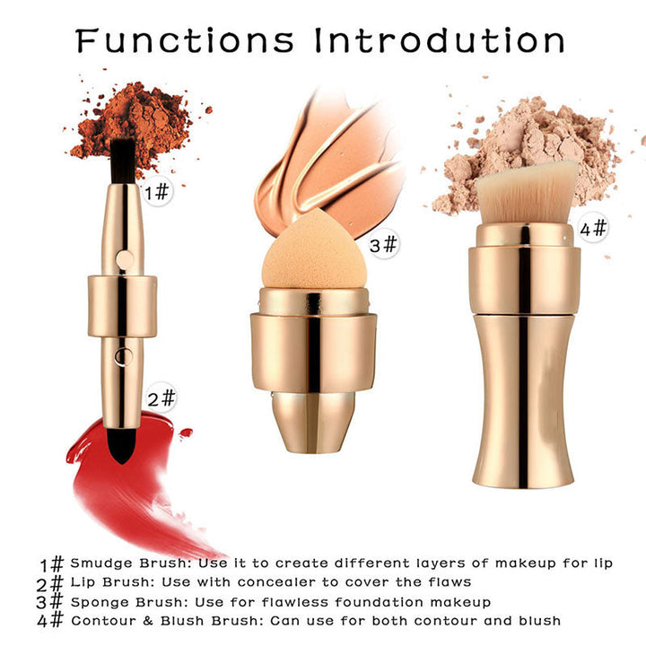 4‑in‑1 Makeup Brush Set — Four Professional Tools in One