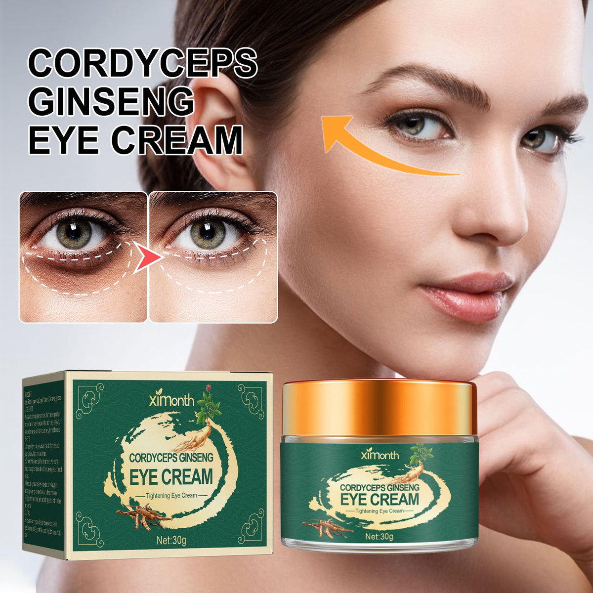 Cordyceps Ginseng Eye Cream for Dark Circles & Lines