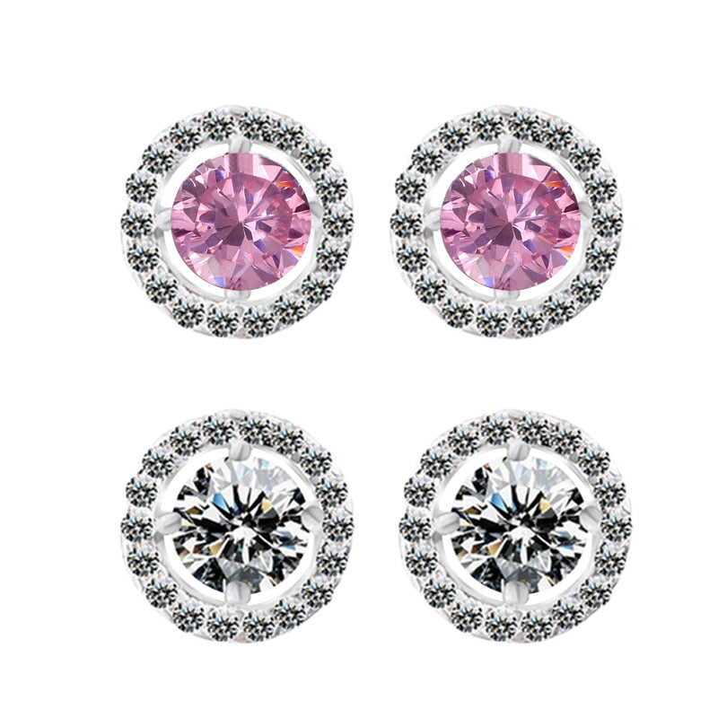Sterling Silver CZ Stud Earrings — Brilliant Diamond-Like