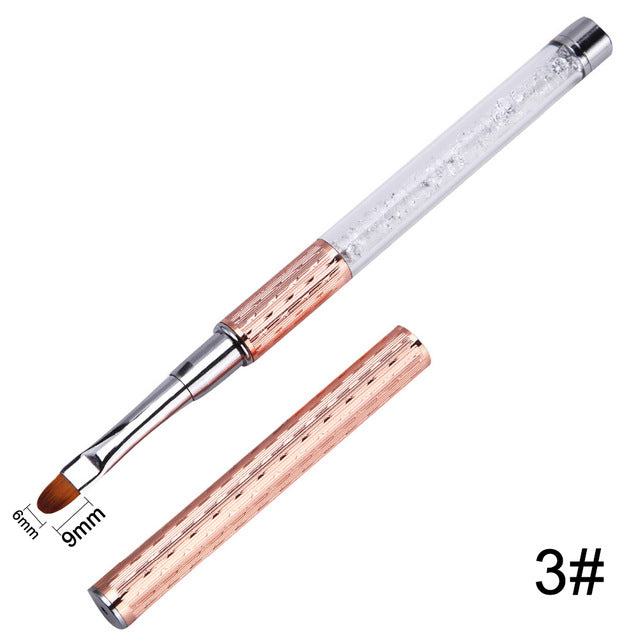 Nail Art Brushes Set — Crystal Rose Gold Precision Tools