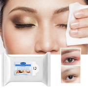 EELHOE Gentle Makeup Removing Wipes sealed foil packet on white background showing front label with brand logo, key claims, and ingredient callouts