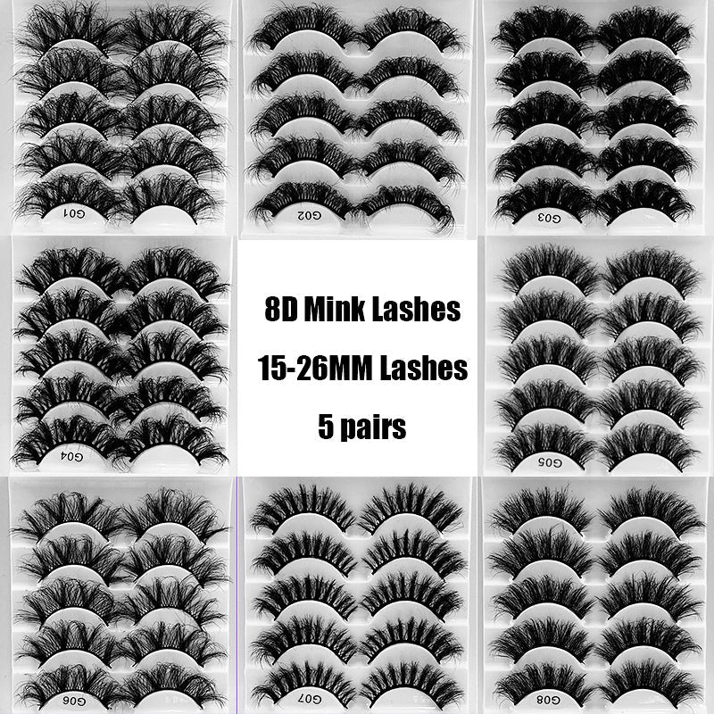 False Eyelashes 8D Fluffy Volume, 5-Pair Glam Set