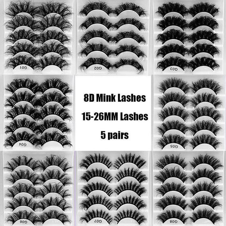 False Eyelashes 8D Fluffy Volume, 5-Pair Glam Set