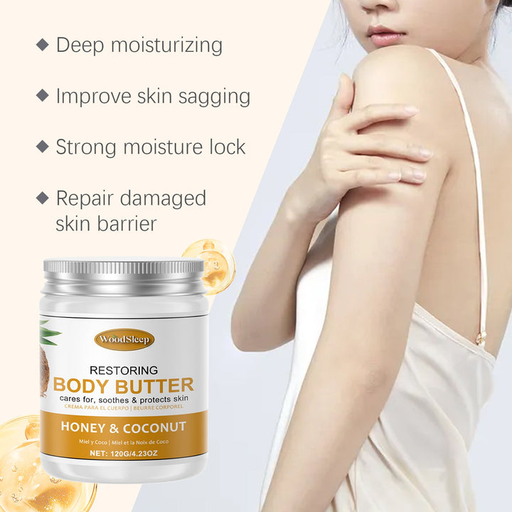 WoodSleep Coconut Body Butter for Dry, Sagging Skin