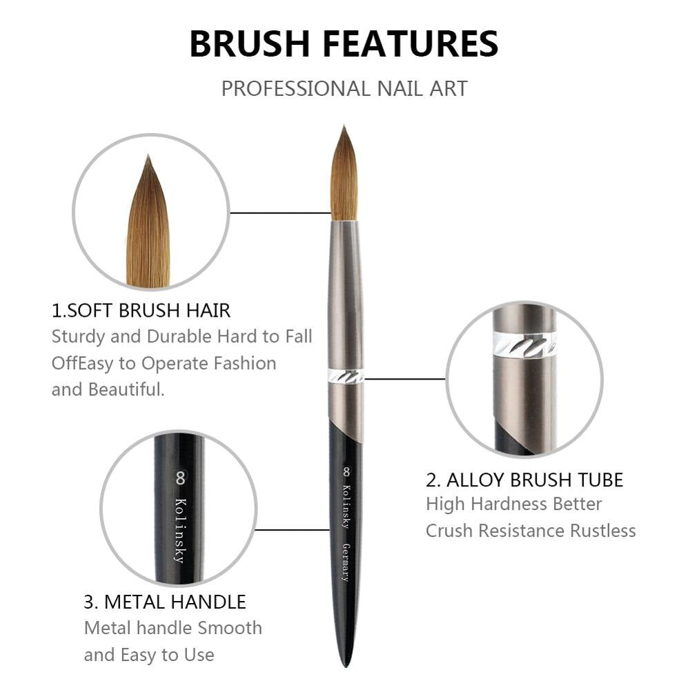 Kolinsky Acrylic Nail Brush — Precision Crystal Pen