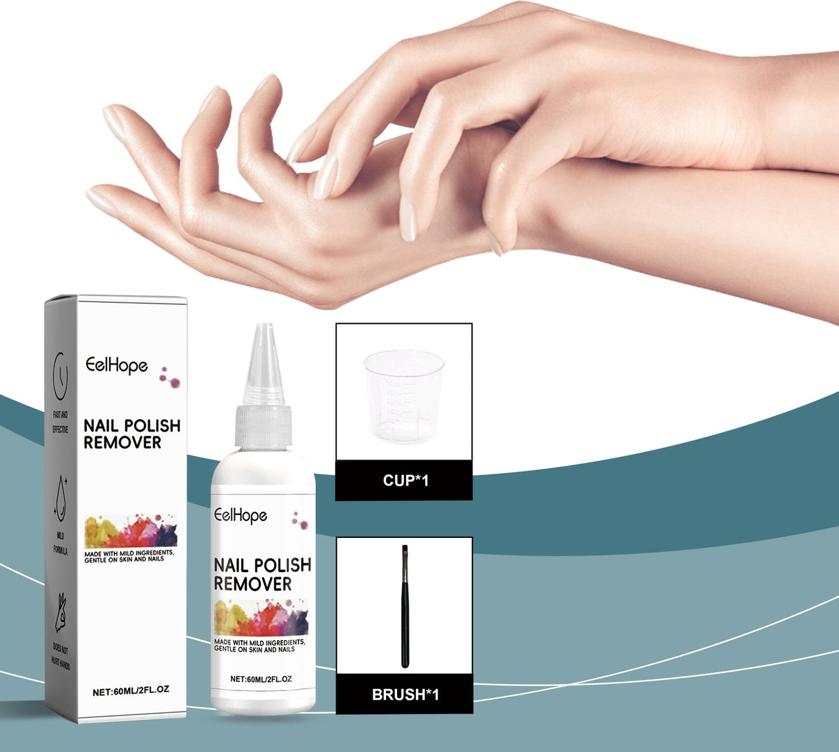 Gentle Gel Polish Remover with Soak Cup & Brush Kit