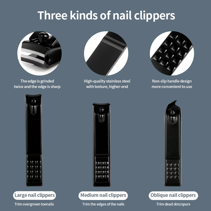 18-Piece Stainless Steel Nail Kit — Manicure & Pedicure Set