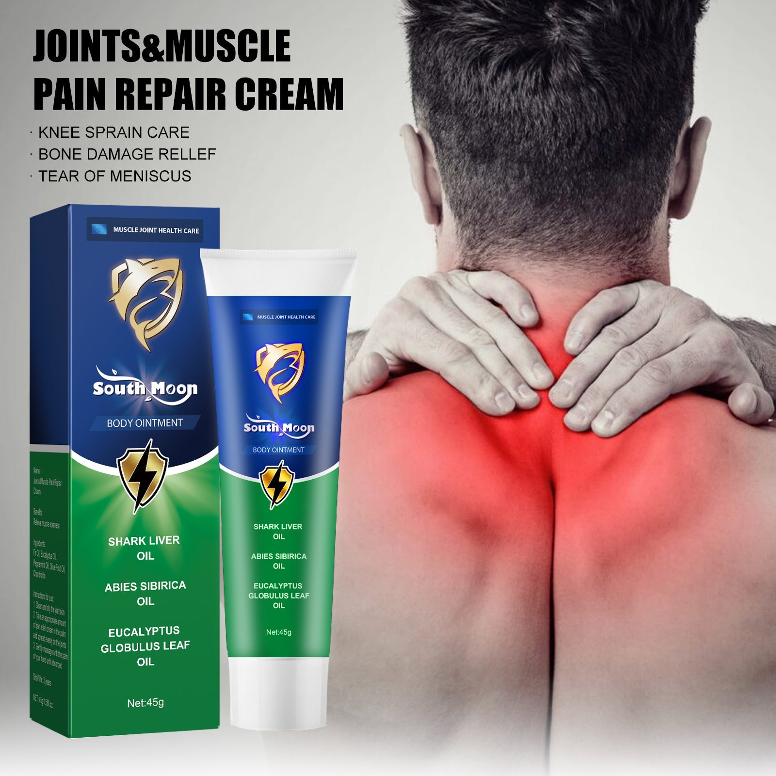 Identical front-view of product box and tube showing full branding, ingredient list on green section, and volume marking