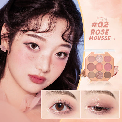 Nine-Color Eyeshadow Palette for Warm, Luminous Looks