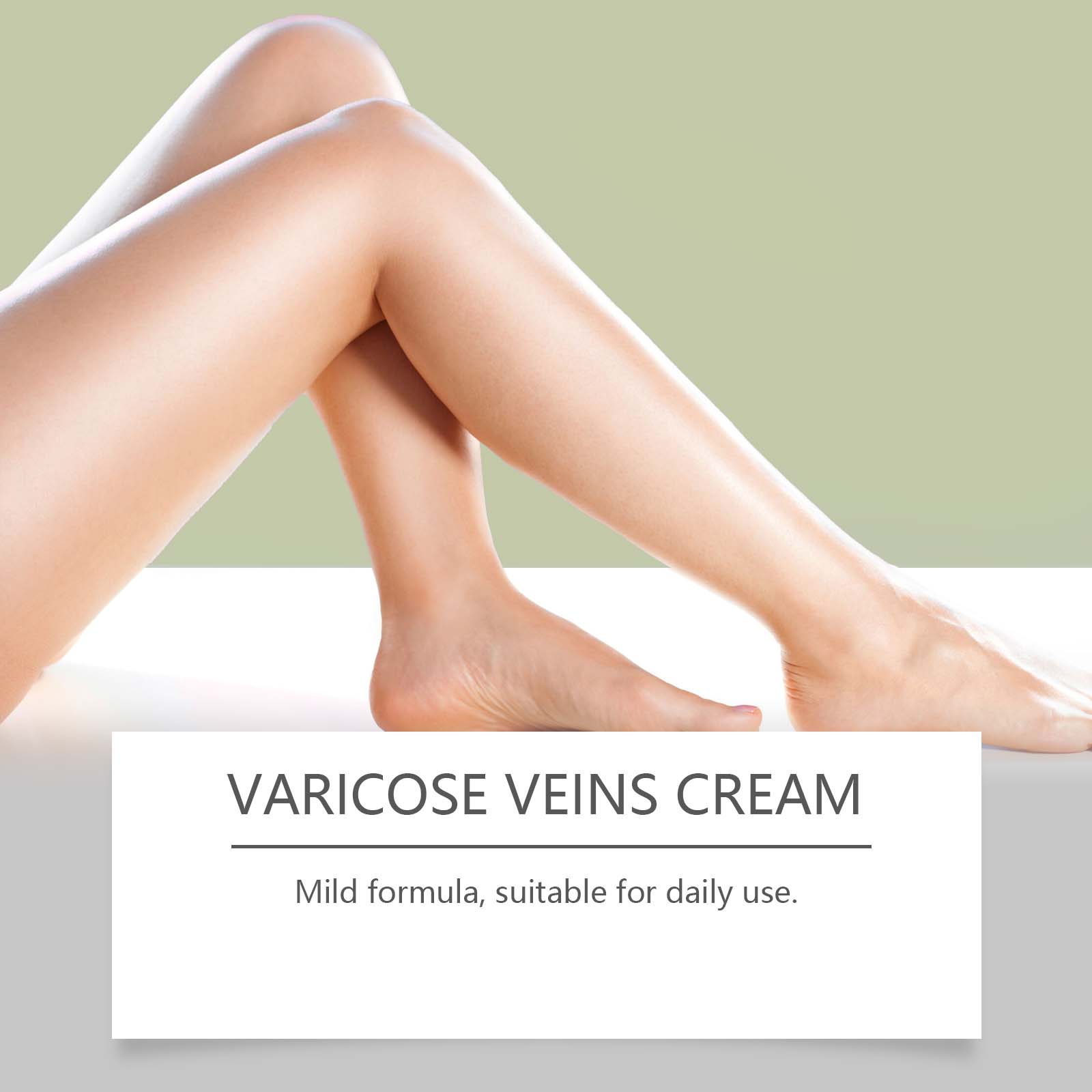 Close-up of cream application on leg with packaging displayed