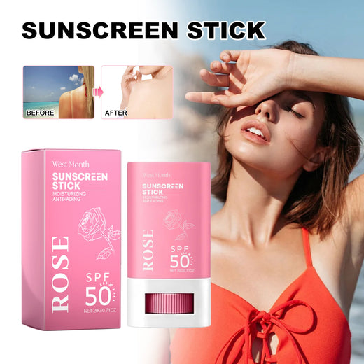SPF 50+ Sunscreen Stick, Non-Greasy Rose Face Protection