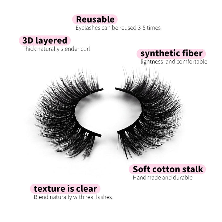 False Eyelashes, 3D Faux Mink Lightweight Volume