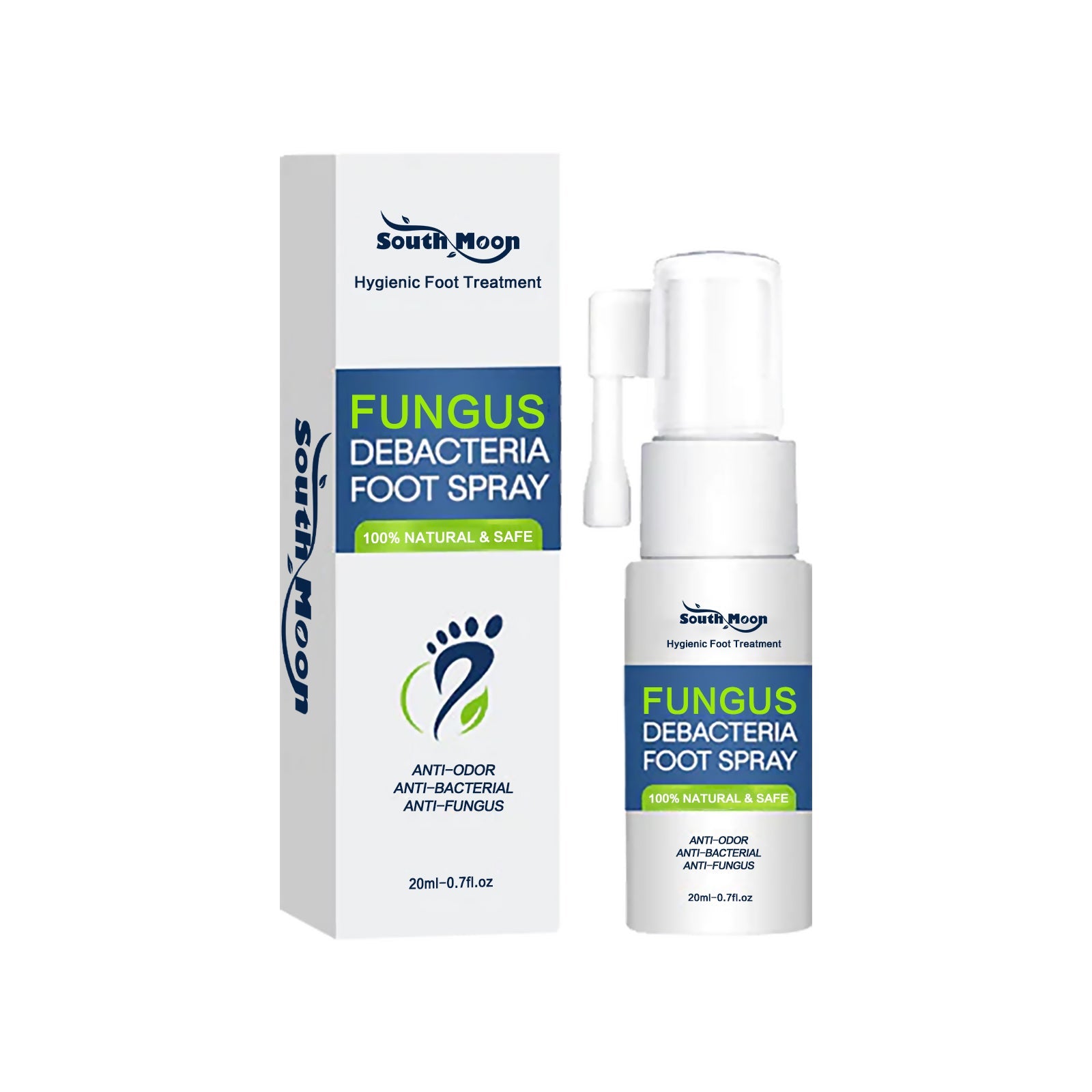 Scientific illustration showing foot protection against colorful bacteria and fungus organisms with spray application