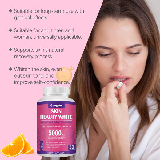 Oral Skin Whitening Supplement — 5000mg, 60 Capsules for