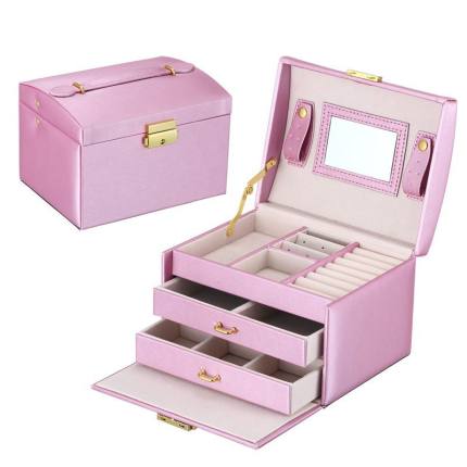 Jewelry Box Organizer with Mirror & Lock — Velvet Interior