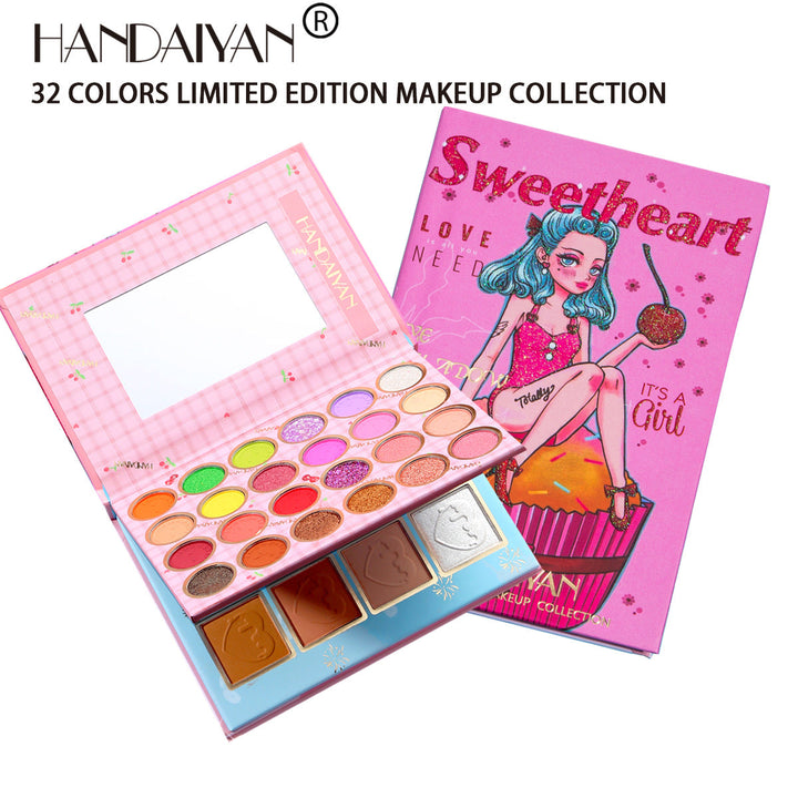 32-Color Makeup Palette with Eye, Blush, Highlight & Mirror