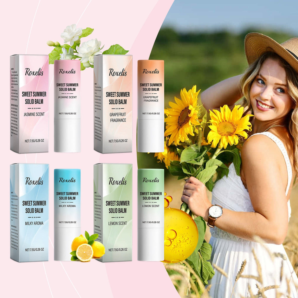 Solid Fragrance Balm with Long-Lasting Grapefruit Scent