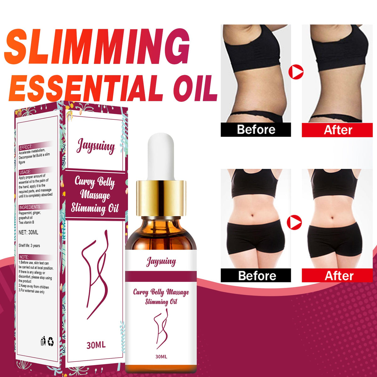 Body Massage Oil for a Slimmer-Looking Belly & Thighs
